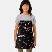 Tablier Coeurs noirs roses Stars Diamonds Nom (Insitu)