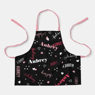 Tablier Coeurs noirs roses Stars Diamonds Nom