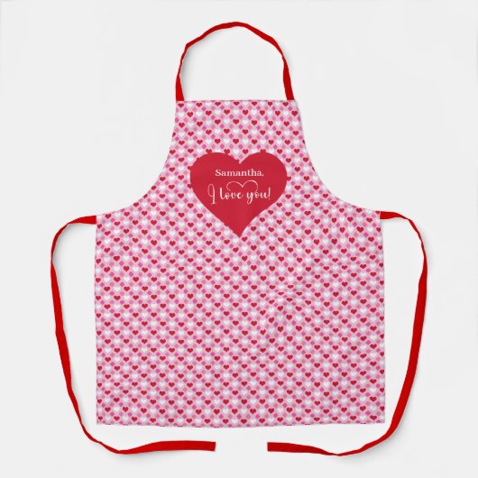 Tablier Cœurs Roses Classiques Saint-Valentin Je T (Recto)