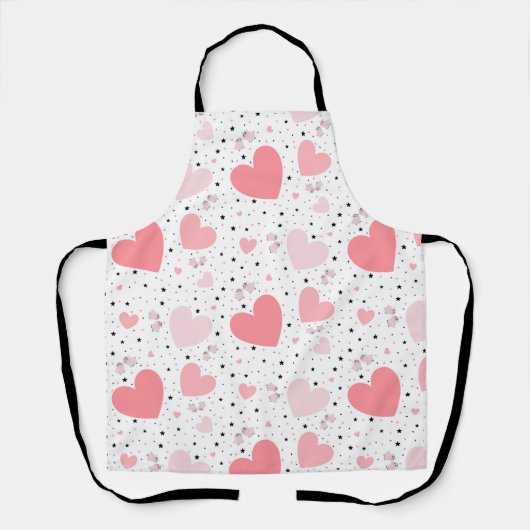 Tablier Cœurs roses et petit cochon (Recto)