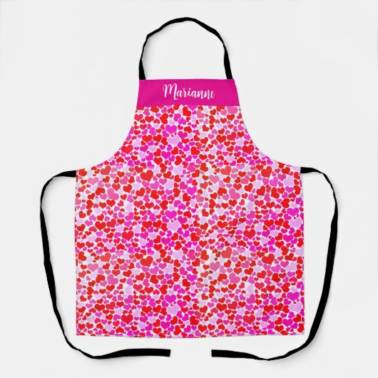 Tablier Coeurs rouges et fuchsia (Recto)