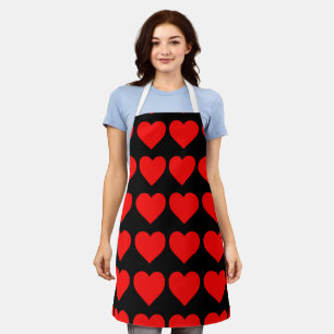 TABLIER COEURS ROUGES IMPRIMER CUISINE APRON