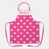 Tablier Coeurs Valentin rose et blanc Personnalisé (Recto)