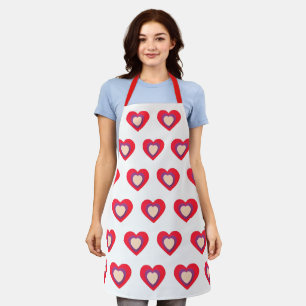 Tablier Coeurs Valentines Jour Rouge Tout-En-Dessus Imprim