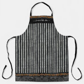 Tablier Coffee Bean Damask Black White Gratté avec votre n (Recto)