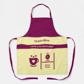Tablier Coffee lover name kitchen maroon (Recto)