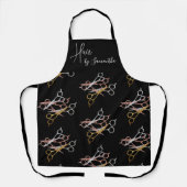 Tablier Coiffeur Dresseur de cheveux Salon Rose Ciseaux d' (Recto)