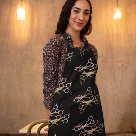 Tablier Coiffeur Dresseur de cheveux Salon Rose Ciseaux d'