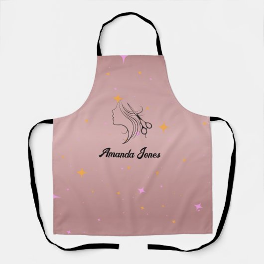 Tablier Coiffeuse Apron Rose Gold Beauté Salon Nom (Recto)