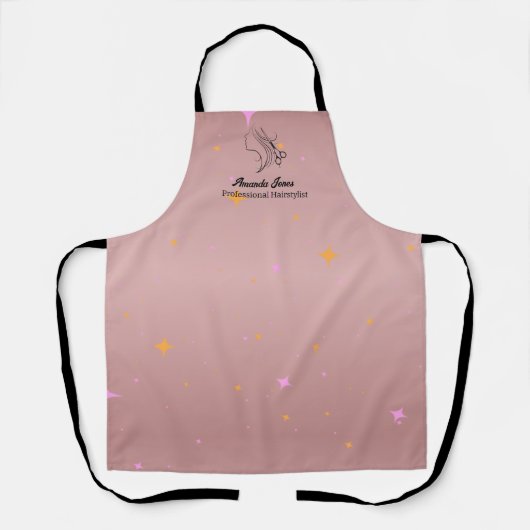 Tablier Coiffeuse Apron Rose Gold Beauté Salon Nom (Recto)