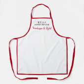 Tablier Coiffeuse Moderne Féminine Blanc Bordure Rouge  (Recto)