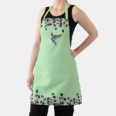 Tablier Colibri et fleurs blanches sur fond vert citron (Insitu)