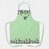 Tablier Colibri et fleurs blanches sur vert citron (Recto)