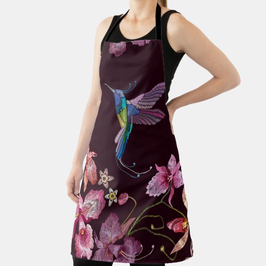 Tablier Colibri et orchidée, mode sans couture tropicale. (Insitu)