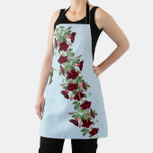 Tablier Colibri et vigne à fleurs rouges en bleu (Insitu)