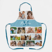Tablier Collage de photos Monogramme Bleu (Recto)