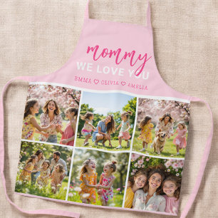 Tablier Collage de photos rose mignon J't'aime Maman