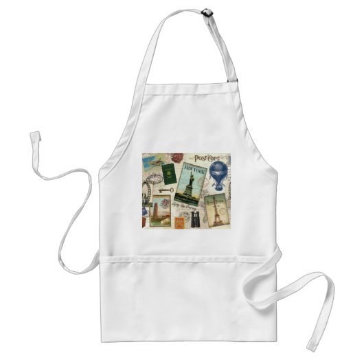 Tablier collage de voyage vintage moderne (Devant)