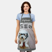 Tablier Collage photo 4 tendance Nom du script White Grey (Porté)
