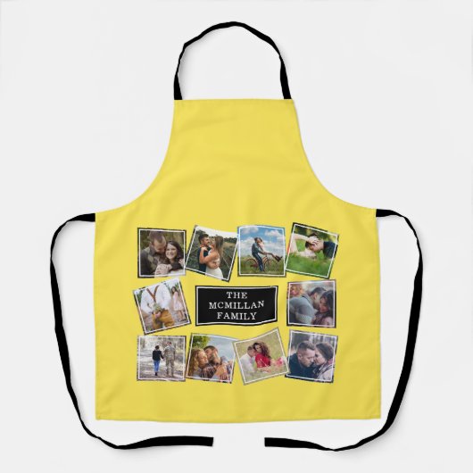 Tablier Collage photo amusant Jaune Apron (Recto)