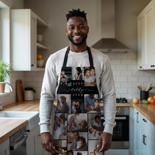 Tablier Collage photo de la Fête des pères de script Best 
