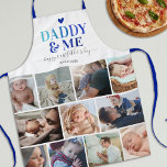 Tablier Collage photo fête des pères Daddy & Me<br><div class="desc">Faites votre propre tablier de fêtes des pères avec un modèle de collage photo de famille,  le titre "DADDY & ME",  un message personnel,  un coeur bleu,  et le nom des enfants.</div>