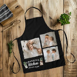 Tablier Collage Photo & Grand-Père Cuisine Toujours Ouvert<br><div class="desc">Célébrez les talents culinaires de votre grand-père avec ce tablier noir personnalisé "Collage Photo & Grand-père Kitchen Is Always Open". Parfait pour le chef de famille, cet tablier est doté d'un collage photo personnalisable et du message chaleureux "La cuisine du grand-père est toujours ouverte". Qu'il s'agisse de cuisines, de pâtisseries...</div>