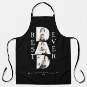 Tablier Collage photo moderne Typographie papa Simple Noir (Recto)