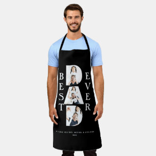 Tablier Collage photo moderne Typographie papa Simple Noir