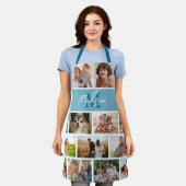 Tablier Collage photo Monogramme bleu (Porté)