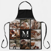 Tablier Collage photo simple moderne en noir | Cadeau Mono (Recto)