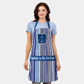 Tablier Collection branchée Summer Navy Blue Boat Stripes (Porté)