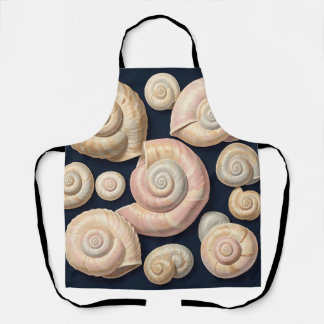 Tablier Collection de coquilles marines spirales beige ros