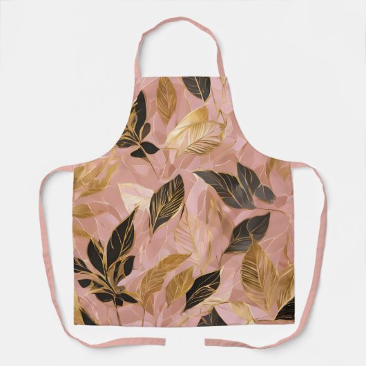Tablier Collection de Feuilles Boho Populaire en or rose (Recto)