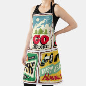 Tablier collection de panneaux rétro randonnée et camping. (Insitu)