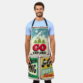 Tablier collection de panneaux rétro randonnée et camping. (Porté)