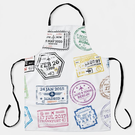 Tablier Collection de timbres de passeport isolés sur blan (Recto)