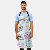 Tablier Collection de timbres de passeport isolés sur blan (Porté)