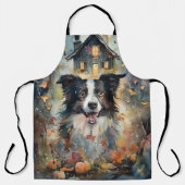 Tablier Collie frontalier d'Halloween avec effroi Citrouil (Recto)