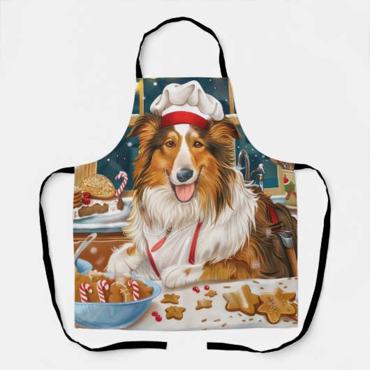 Tablier Collie Holiday Baking : Festive Christmas (Recto)