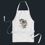 Tablier Colombe Tallit Menorah<br><div class="desc">Cette belle conception incorpore le Magan David, colombe, Tallit et Menorah.</div>