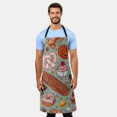 Tablier Color hand drawn sketch style bakery patten. Diffe (Porté)