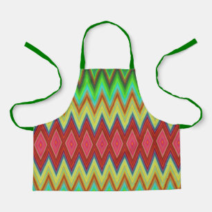 Tablier coloré avec un motif zigzag en vert
