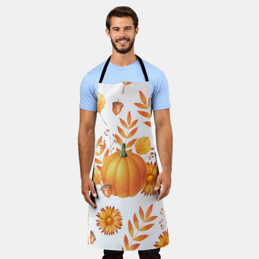 Tablier Coloré Octobre Citrouille Automne Motif (Porté)