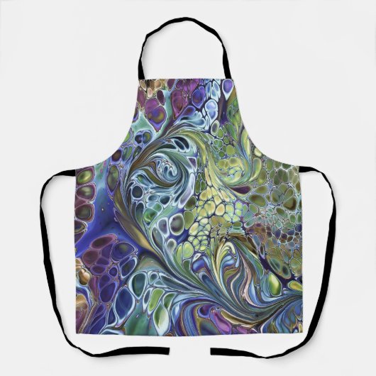 Tablier Coloré Olive sauge vert, violet bleu bordeaux (Recto)