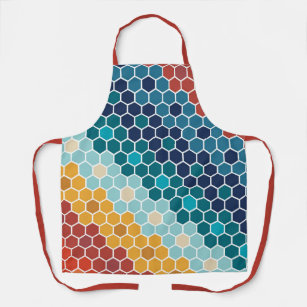 Tablier Coloré Retro Mosaïque Florale Motif Hexagon