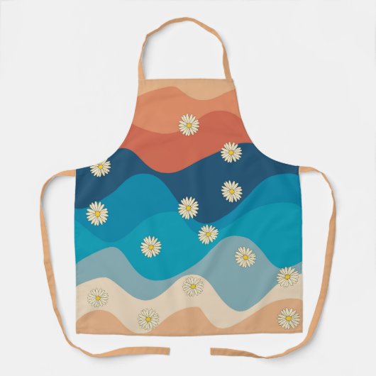 Tablier Coloré Retro Waves & Daisies Motif (Recto)