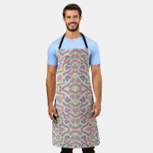 Tablier Colorful apron with intricate, swirling patterns  (Porté)