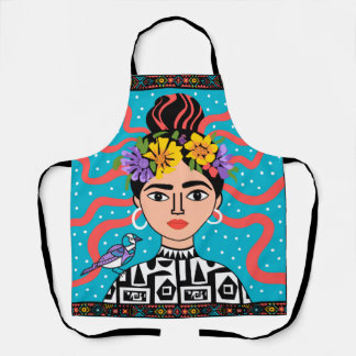 Tablier Colorful Boho Mexican Folk Art Kitchen Apron