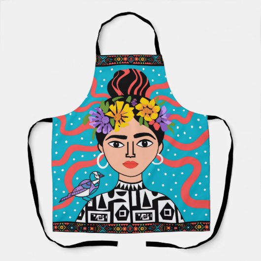 Tablier Colorful Boho Mexican Folk Art Kitchen Apron (Recto)